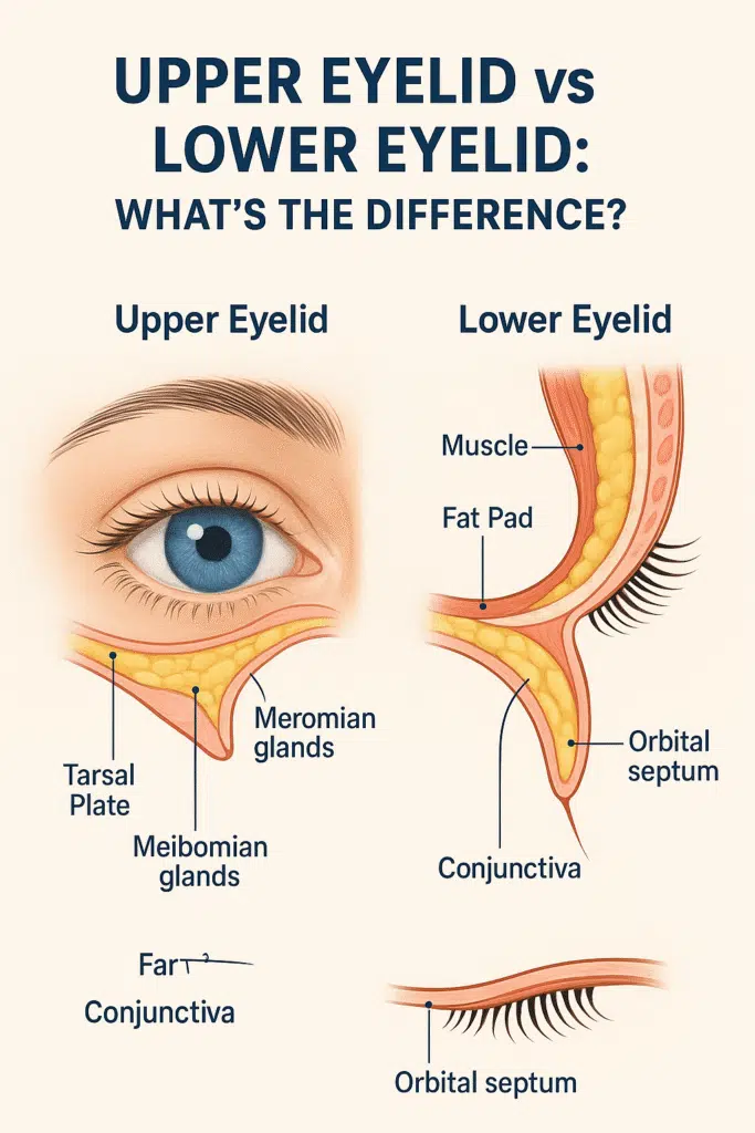 An infographics explaining Upper and Lower Eyelid