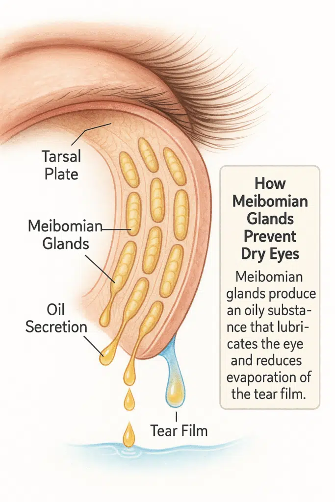 An infographics explaining How Mebian Glands Prevent Dry Eyes