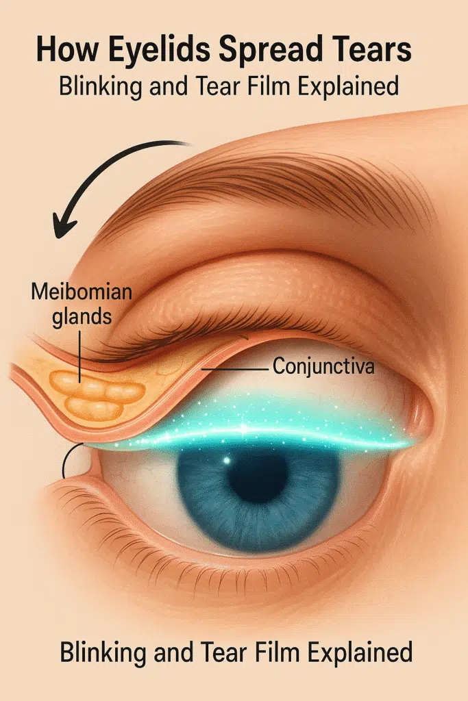 An infographics explaining how eyelid spread tears