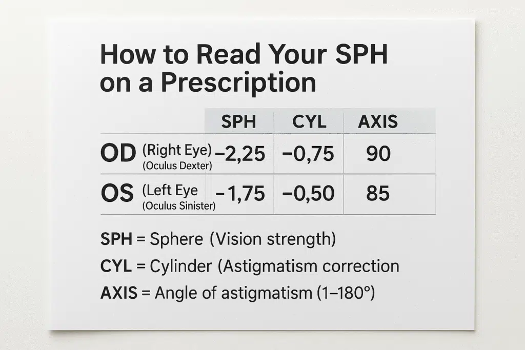 An infographics on how to read your SPH on prescriptions
