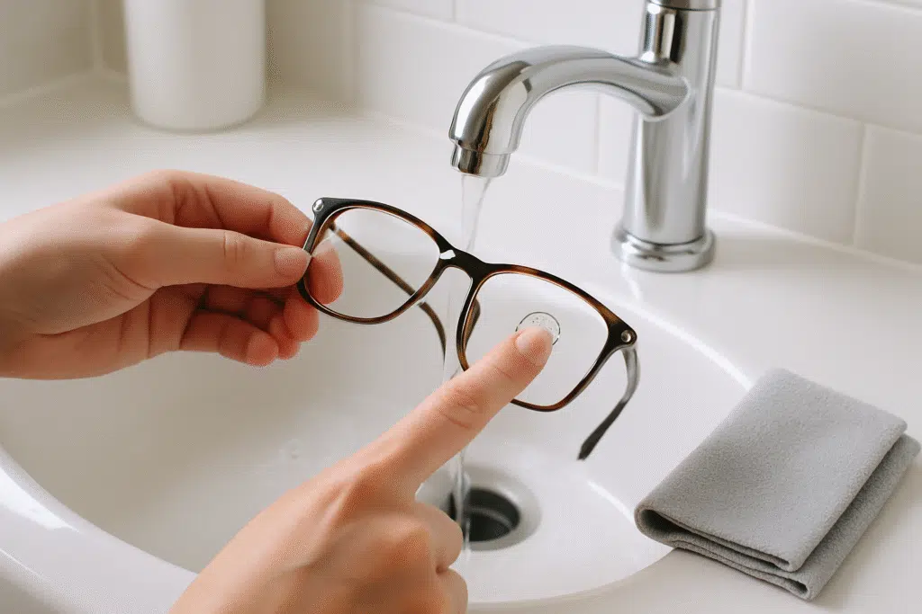 An Infographics on Cleaning eyeglasses with Dish Soap and Warm Water