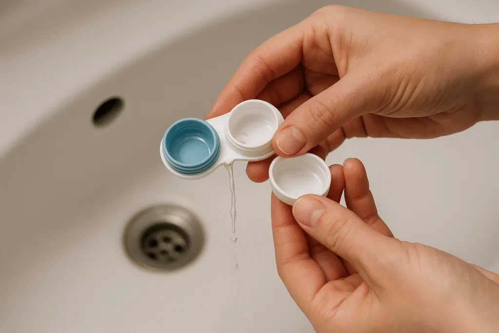 Emptying Contact Lens Case