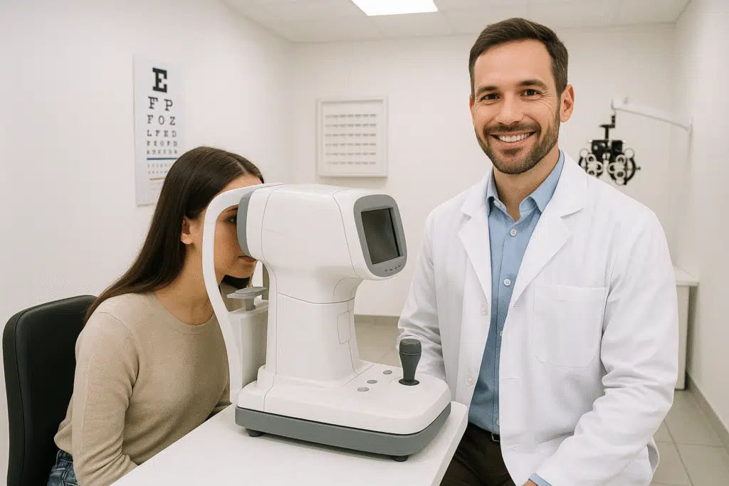 A patient and a doctor doing Eye Health Check