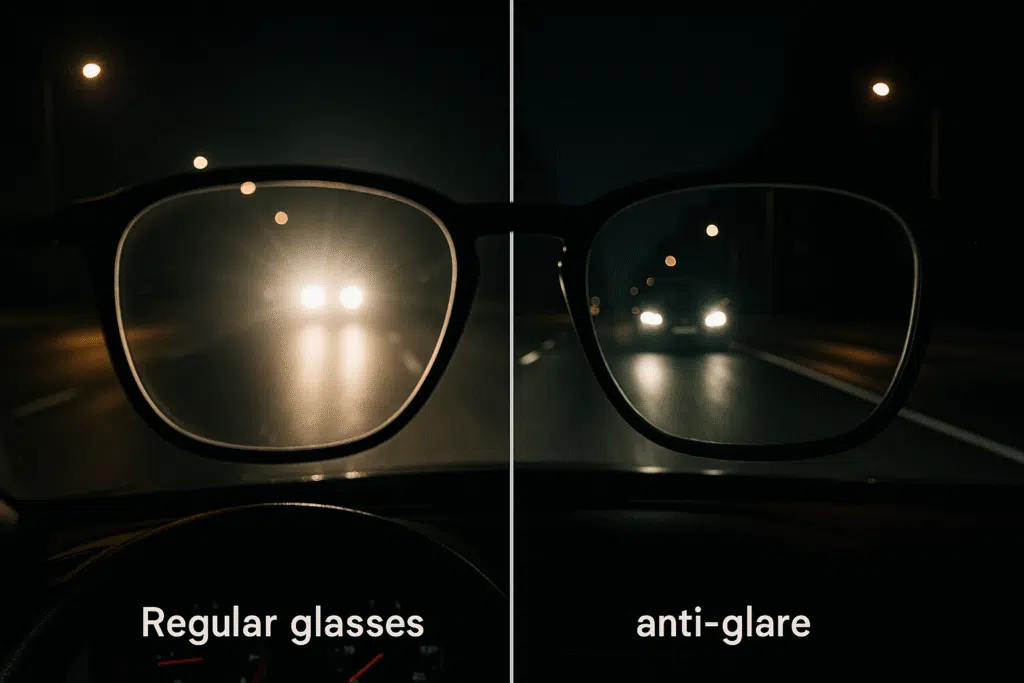Two glasses showing Glare Reduction