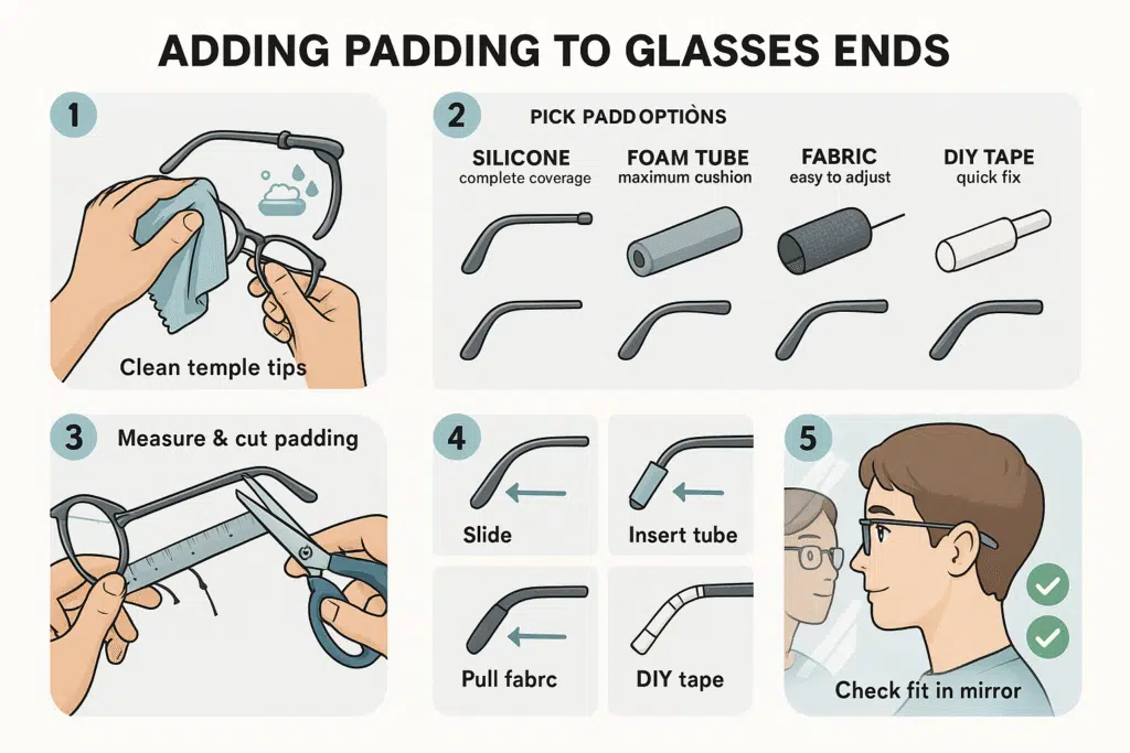 An Infographics on How to Add Padding to Glasses Ends