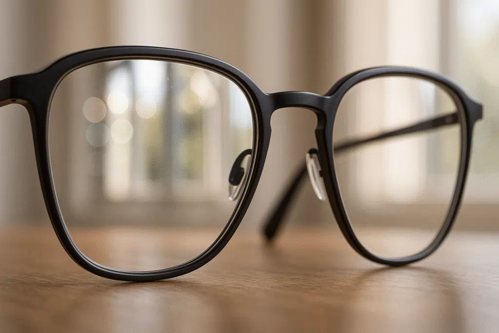 Light Transmission Improved glasses on a table